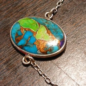 Copper Turquoise Sterling 8" Bracelet, NWT